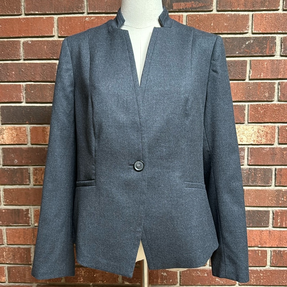 Talbots Italian Flannel Charcoal Blazer Size 10 Petite